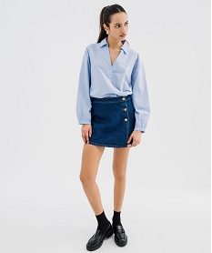chemise large manches longues rayee femme - lulucastagnette bleu chemisiersG738901_4