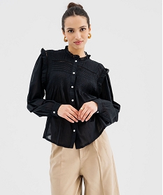 blouse brodee a volants esprit boheme femme noir standard blousesG739301_4