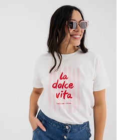 tee-shirt manches courtes avec motif colore femme beige standard t-shirts manches courtesG740401_4