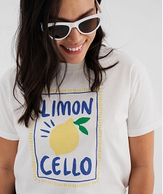 tee-shirt manches courtes avec motif colore femme blanc chine t-shirts manches courtesG740501_2