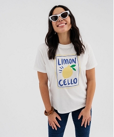 tee-shirt manches courtes avec motif colore femme blanc chine t-shirts manches courtesG740501_4