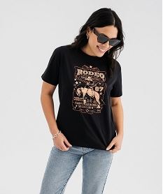 GEMO Tee-shirt manches courtes avec motif désert femme noir standard