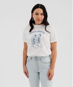 GEMO Tee-shirt manches courtes avec motif désert femme Beige