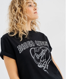 tee-shirt manches courtes avec motif folk femme noir standard t-shirts manches courtesG741701_2