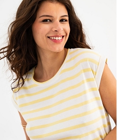 tee-shirt raye a manches ultra courtes femme jaune standard t-shirts manches courtesG741801_2