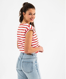tee-shirt raye a manches ultra courtes femme rouge standard t-shirts manches courtesG741901_3