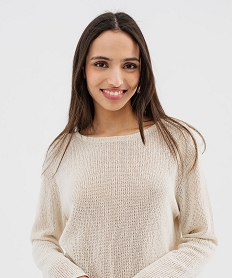 pull leger en maille ajouree femme blanc chine t-shirts manches longuesG742001_2