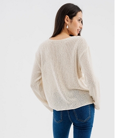 pull leger en maille ajouree femme blanc chine t-shirts manches longuesG742001_3