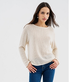 pull leger en maille ajouree femme blanc chine t-shirts manches longuesG742001_4