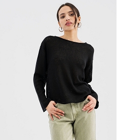 pull leger en maille ajouree femme noir standard t-shirts manches longuesG742101_2