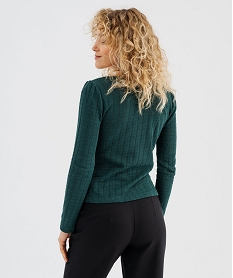 tee-shirt manches longues en maille effet 2 en 1 femme vert standard t-shirts manches longuesG742301_3