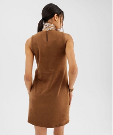 robe chasuble sans manches en suedine extensible marron vifG742701_3