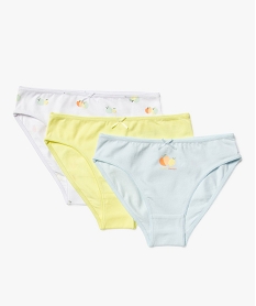 GEMO Culottes en coton stretch motifs fruits fille (lot de 3) Jaune