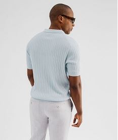 polo en maille cotelee a encolure ouverte homme bleu polosG745001_3