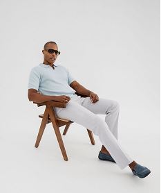 polo en maille cotelee a encolure ouverte homme bleu polosG745001_4