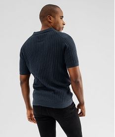 polo en maille cotelee a encolure ouverte homme bleu polosG745101_3