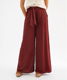 pantalon large et fluide a taille haute ceinturee femme rouge pantalonsG745501_2