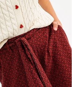 pantalon large et fluide a taille haute ceinturee femme rouge pantalonsG745501_3