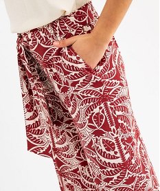 pantalon large et fluide a taille haute ceinturee femme rouge pantalonsG745601_2