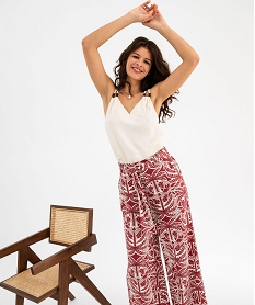 pantalon large et fluide a taille haute ceinturee femme rouge pantalonsG745601_4