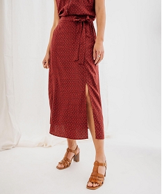 GEMO Jupe longue fendue en viscose fluide imprimée à taille élastiquée femme Imprimé