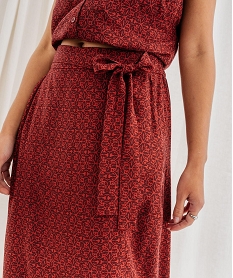jupe longue fendue en viscose fluide imprimee a taille elastiquee femme imprimeG745701_2