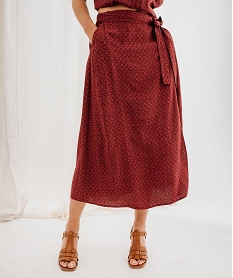 jupe longue fendue en viscose fluide imprimee a taille elastiquee femme imprimeG745701_4