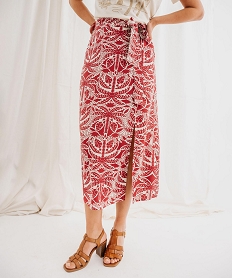 GEMO Jupe longue fendue en viscose fluide imprimée à taille élastiquée femme Imprimé