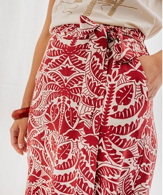 jupe longue fendue en viscose fluide imprimee a taille elastiquee femme imprimeG745801_2