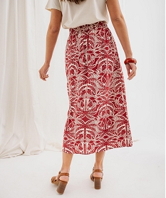 jupe longue fendue en viscose fluide imprimee a taille elastiquee femme imprimeG745801_3