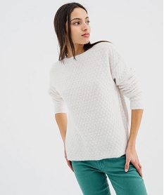 GEMO Pull en maille fantaisie avec fil métallisé femme blanc chine
