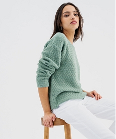 GEMO Pull en maille fantaisie avec fil métallisé femme vert standard