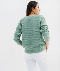 pull en maille fantaisie avec fil metallise femme vert standard pullsG746501_3