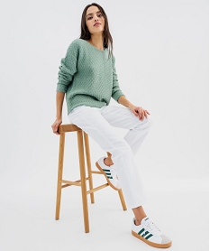 pull en maille fantaisie avec fil metallise femme vert standard pullsG746501_4
