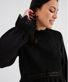 pull ajoure avec manches chemise femme noir standard pullsG746701_2