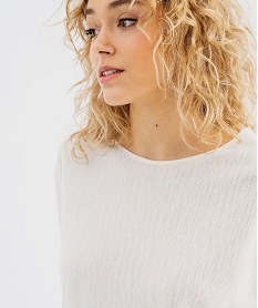 tee-shirt manches longues en maille resille femme blanc chine t-shirts manches longuesG747001_2