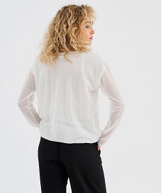 tee-shirt manches longues en maille resille femme blanc chine t-shirts manches longuesG747001_3