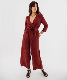 combinaison pantalon fluide et imprimee decollete cache-cœur femme rougeG747101_2