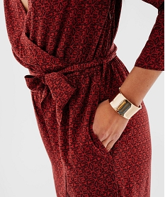 combinaison pantalon fluide et imprimee decollete cache-cœur femme rougeG747101_4