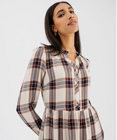 robe chemise longue en viscose a carreaux femme imprimeG747701_2