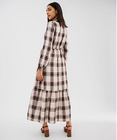 robe chemise longue en viscose a carreaux femme imprimeG747701_3