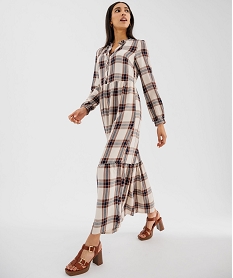 robe chemise longue en viscose a carreaux femme imprimeG747701_4