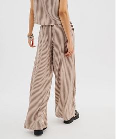 pantalon large et fluide en viscose imprimee femme rayure pantalonsG749101_4