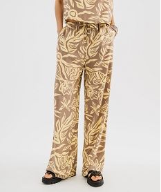 pantalon large et fluide en viscose imprimee femme imprime feuillage pantalonsG749201_2