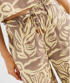 pantalon large et fluide en viscose imprimee femme imprime feuillage pantalonsG749201_3