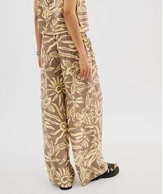 pantalon large et fluide en viscose imprimee femme imprime feuillage pantalonsG749201_4