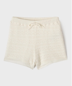 GEMO Short en maille façon broderie fille Beige