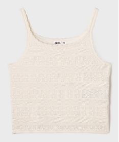 GEMO Débardeur court en coton brodé fille Beige
