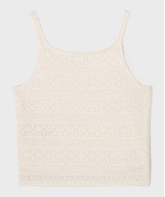 debardeur court en coton brode fille beige debardeursG750501_3