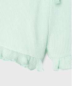 short en maille gaufree avec taille ajustable bebe fille vertG752601_3